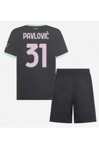 AC Milan Strahinja Pavlovic #31 Babyklær Tredje Fotballdrakt til barn 2024-25 Korte ermer (+ Korte bukser)